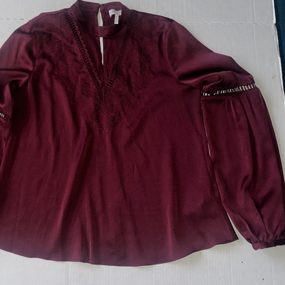 Laundry by Shelli Segal Burgundy Mock Neck Blouse Tank‎ Top Sz 6
